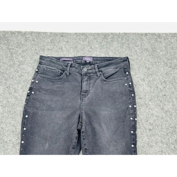 NYDJ Ami Skinny Jeans Women Size 4 Gray Studded Stretch Lift Tuck Slim Fit Denim - Picture 2 of 11